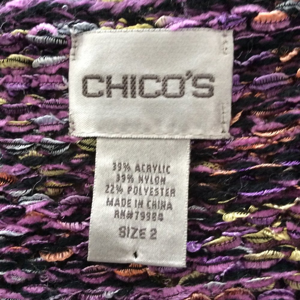 Chico's Full Zip Chunky Knit Cardigan Sz 2 (Women's 12) - Picture 5 of 6